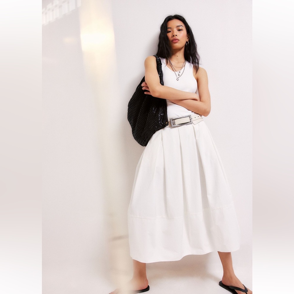 Free People White Midi Dress WITH pockets
